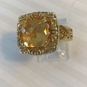 Italy Citrine Sterling Silver w/Gold overlay.